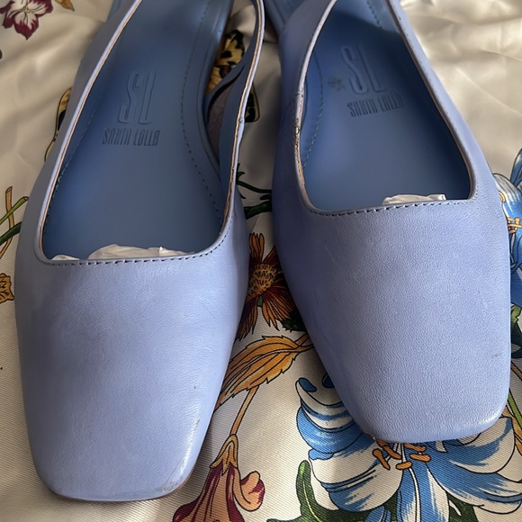 Light Blue AZUL SANTA LOLLA SQUARE TOE LEATHER BALLET FLATS - Picture 8 of 8